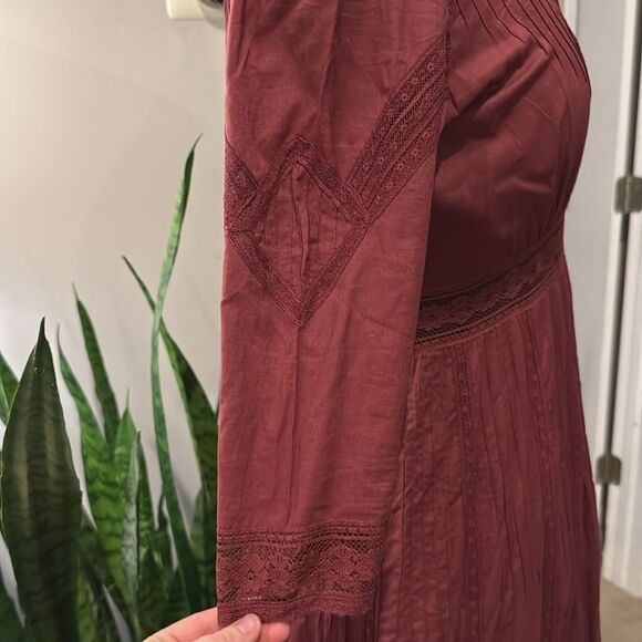 Candela Boho Burgundy Lace Victorian Maxi Dress by Free People Heart Dress - Picture 8 of 12
